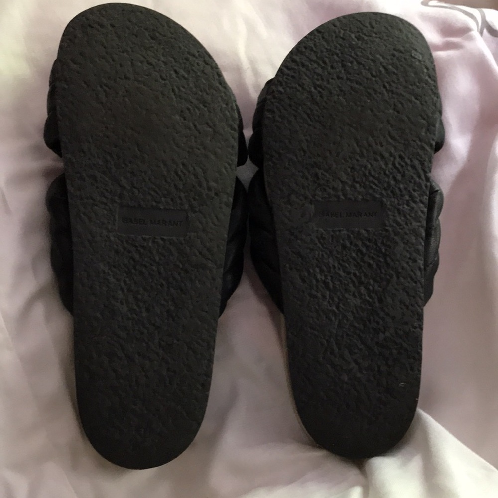 Isabel Marant Holden Black Leather Slide Sandal 38 - Picture 2 of 5